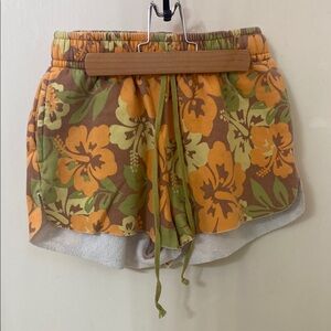 Floral Women's Shorts - Orange and Green